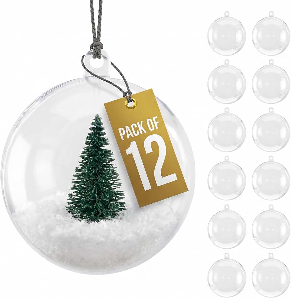 Iconikal 5 cm 12-Pack Fillable Clear Plastic Ball Ornaments 2"
