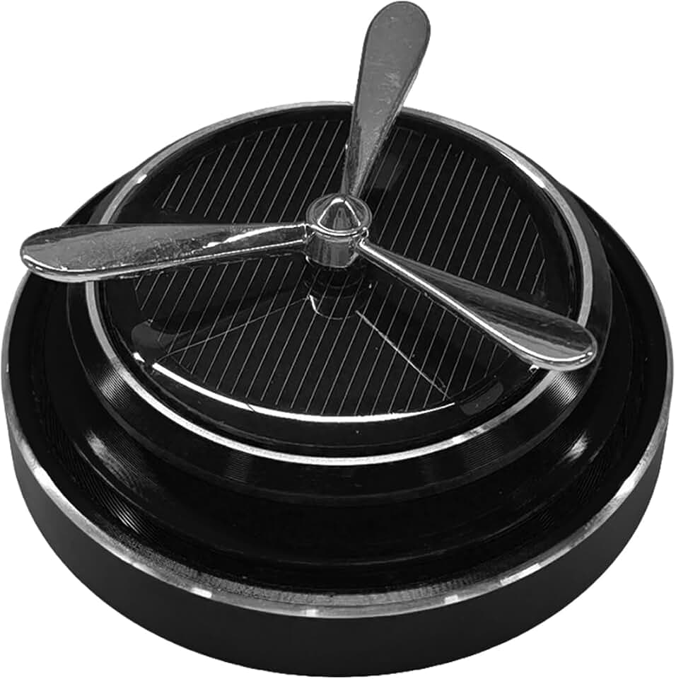 Craedli Solar Rotating Propeller Car Dashboard Decorations, Auto-Spinning Automotive Center Console Ornament, Creative Vehicle Interior Decoration Accessories for Car, Home, Office (Black)