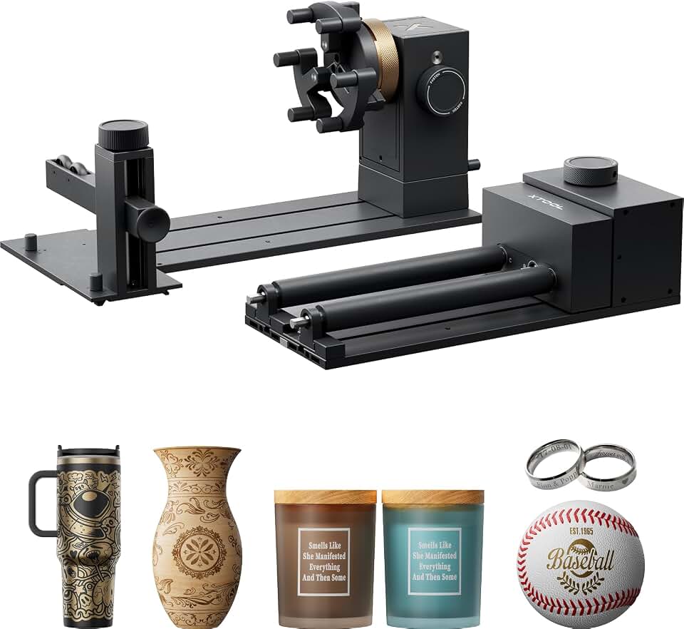 xTool RA3 World's First Smart MagSwap Rotary for xTool P3, F2 Ultra, F1 Ultra, F2 Laser Engraver, 360° LiDAR Mapping Alignment, Intelligent Rotary that Masters Engraving on Rings, Tumblers &amp; Ornaments