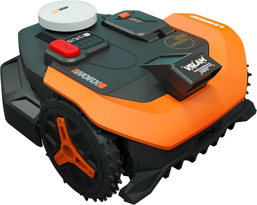 WORX Robot Lawn Mower for 1/2 Acre, No Perimeter Wire, WR320 | Landroid Vision Cloud with AI Obstacle Avoidance, RTK Cloud Navigation, Auto Mapping, App Control, 30% Slope