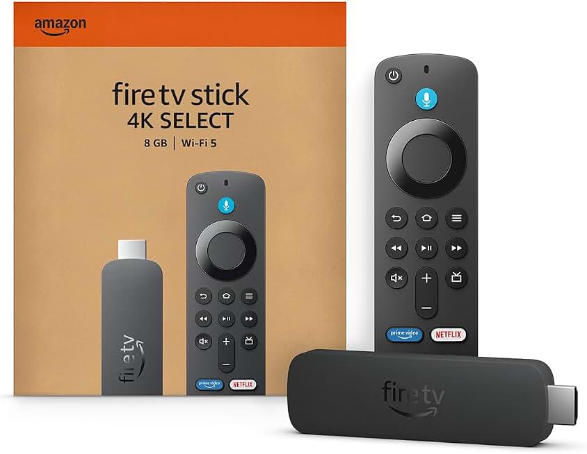 Amazon Fire TV Stick 4K Select (newest model), start streaming in 4K, AI-powered search, and free &amp; live TV, find shows faster with Alexa+ Recycled Content Certification for Electrical and Electronic Equipment