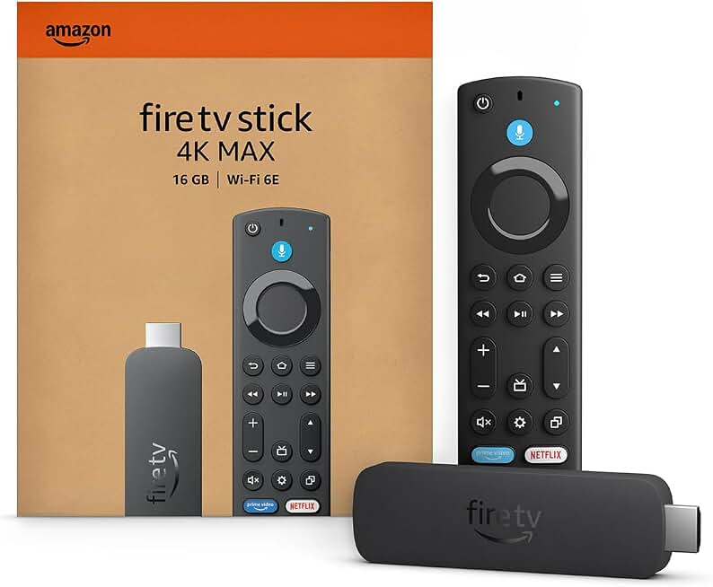 Amazon Fire TV Stick 4K Max (newest model), streaming device, with AI-powered Fire TV Search, supports Wi-Fi 6E, free &amp; live TV without cable or satellite, find shows faster with Alexa+ Reducing CO2