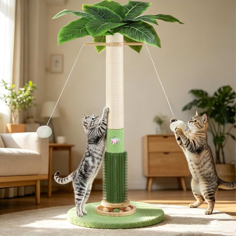 40'' Tall Sisal Cat Scratching Post,Scratcher Tree Toys for Indoor | Heavy Duty,Protect Sofa,Modern Boho,Cat Ball Track,Cat Tree,For Indoor Cats Stretch Whole Body
