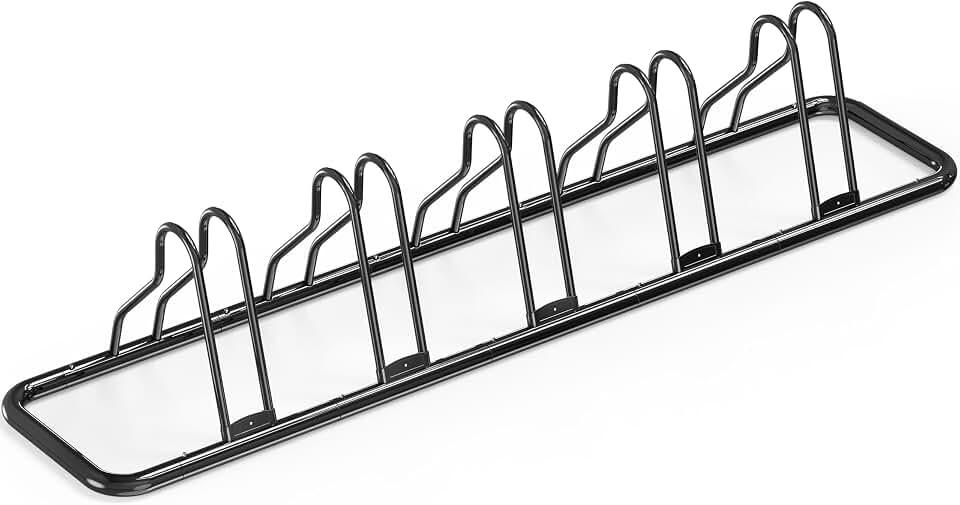 Simple Houseware 5-Bike Adjustable Floor Storage Rack for Garage, Black | Bicycle Parking Stand Organizer for Road and Kids Bikes