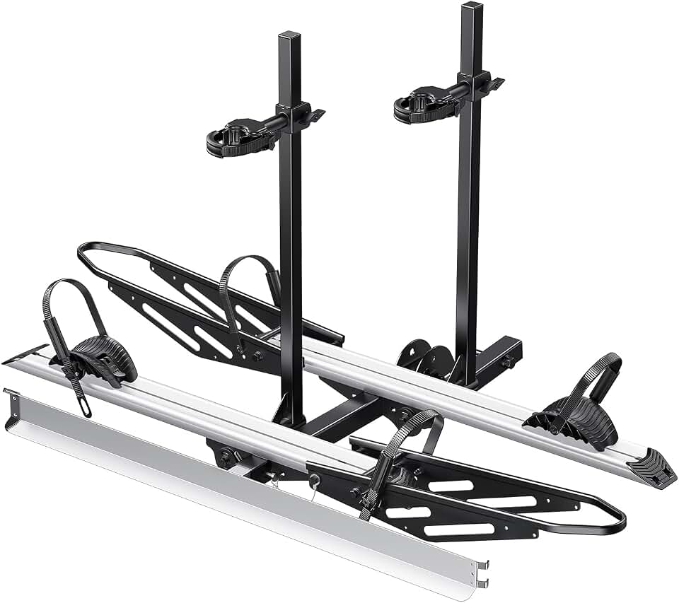 Young Hitch Mount Bike Rack with Ramp, 200 lbs. Capacity for 2 E-Bikes, Fat Tire and Standard, fits Cars, SUVs, RVs, Trailers with 2 Inch Receiver