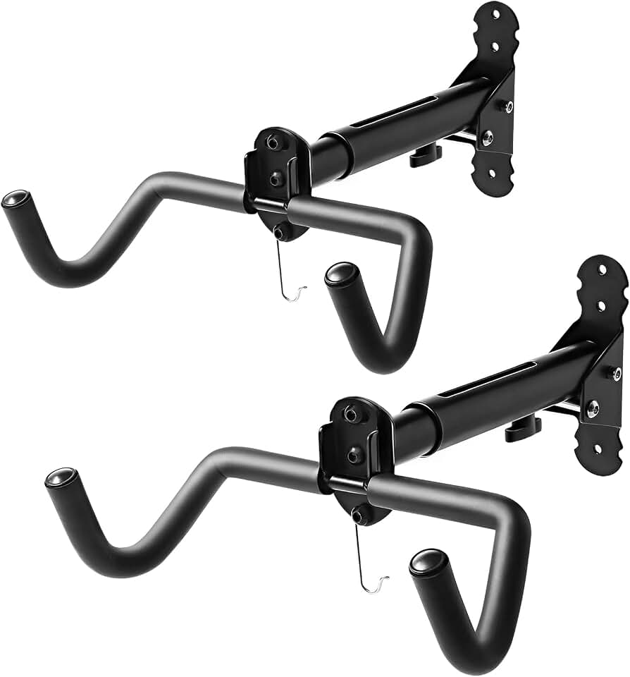 Gootus Bike Wall Mount Hanger - Horizontal Bicycle Indoor Storage Rack | Heavy-duty, Save Space, Adjustable Angle, Foldable Hook - Hang Your Road, Mountain or Hybrid Bikes in Garage or Home Global Recycled Standard