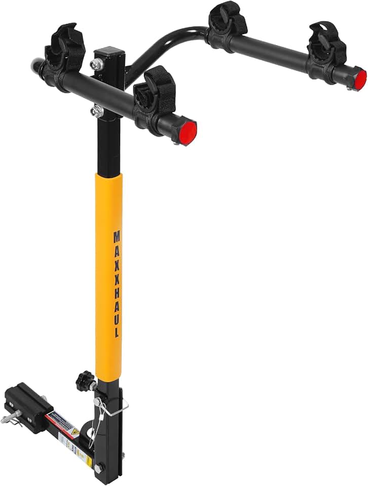 MaxxHaul 50025 Hitch Mount 2-Bike Rack for Cars, Trucks, SUVs, Minivans – Fits 1-1/4" &amp; 2" Hitch Receivers, 100 lb Capacity, Anti-Rattle, Secure Cradles, Heavy-Duty Steel Construction - Color May Vary