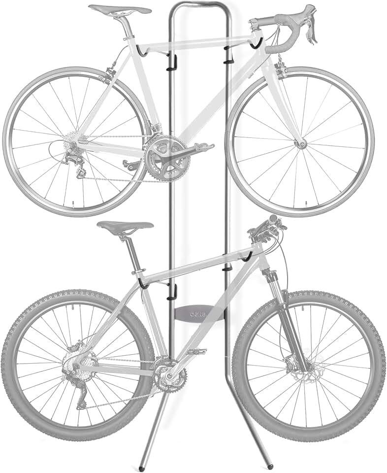 Delta Cycle Michelangelo 2 Bike Storage Rack - Gravity Fully Adjustable Bike Storage Garage For Road, MTB, and Hybrid Bicycles - Vertical Bike Rack Holds Up To 80 lbs