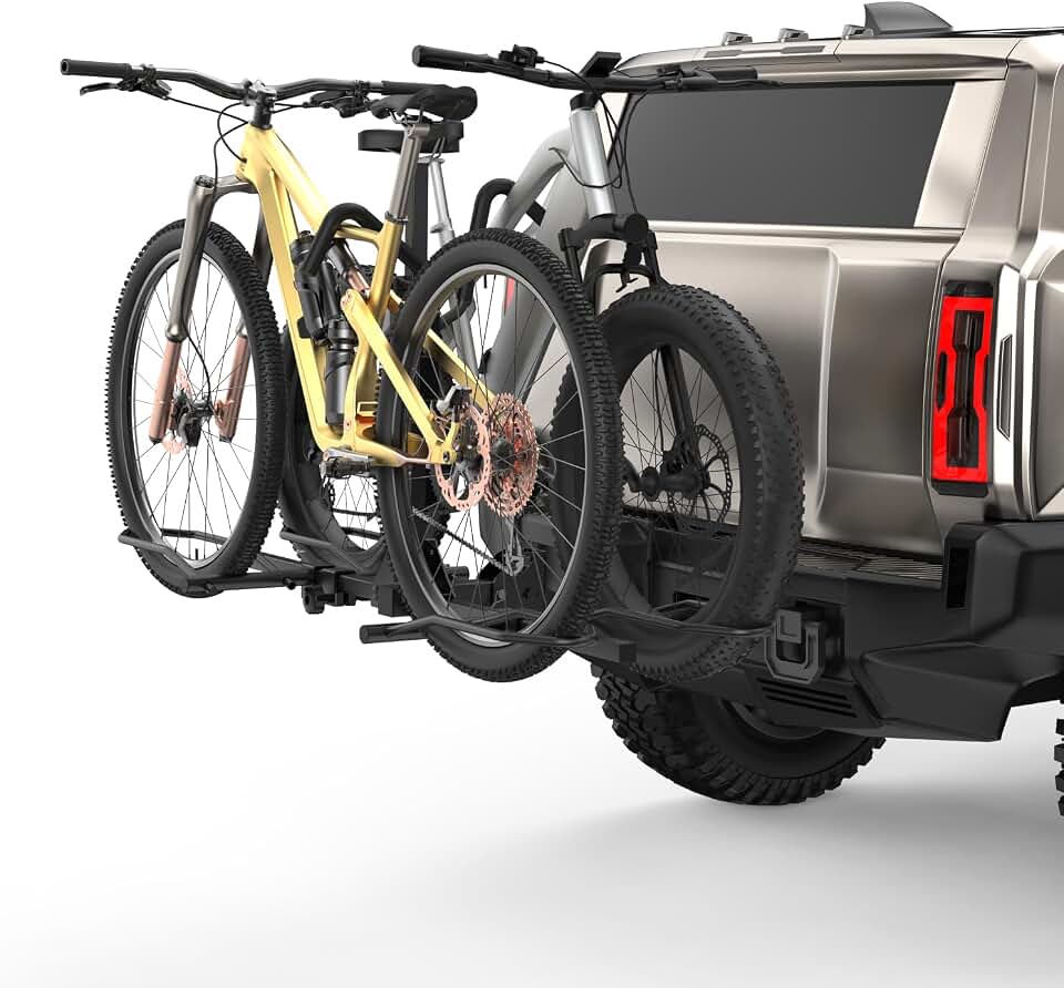 2-Bike Rack Hitch Mount, Fits E-Bikes, Fat Tires up to 5", 160lbs Tilting Hitch Mount Platform Rack for Cars SUVs Trucks -2" Receiver
