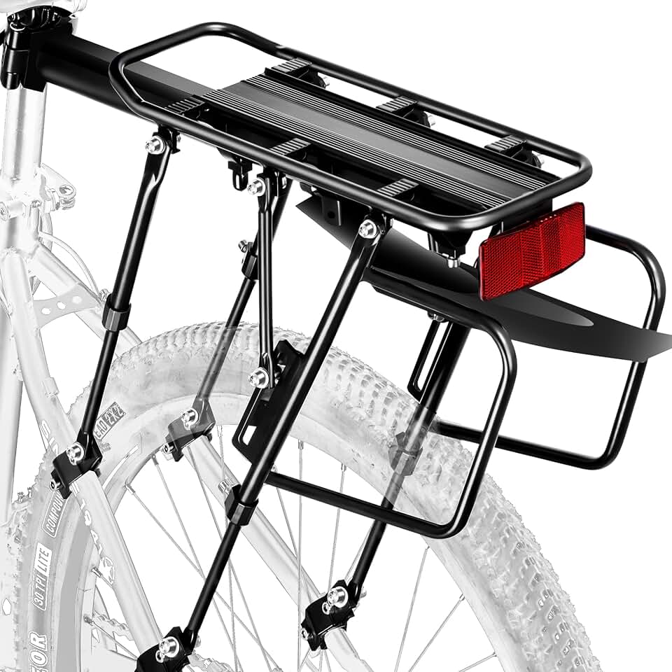 Rear Bike Rack,310 LB Capacity Solid Bearings Bike Cargo Rack w/Fender &amp; Large Size Reflective,Quick Release Mountain Road Bicycle Rear Racks,Universal Bike Luggage Touring Carrier Rack,YONTUO