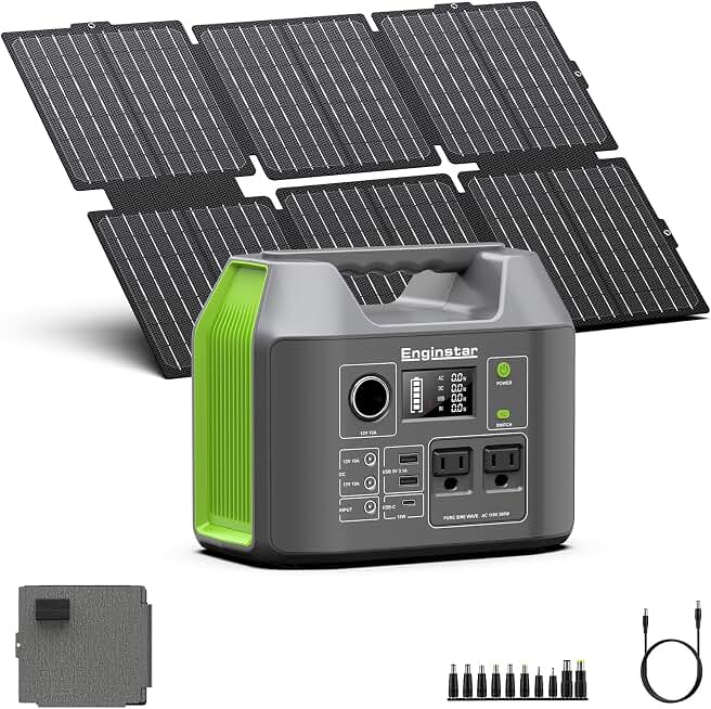 Portable Solar Generator 300W Power Station with 60W Foldable Solar Panel | Backup Battery, 80000mAh Power Bank for Outdoors, Camping, Travel, Hunting,CPAP, Blackout