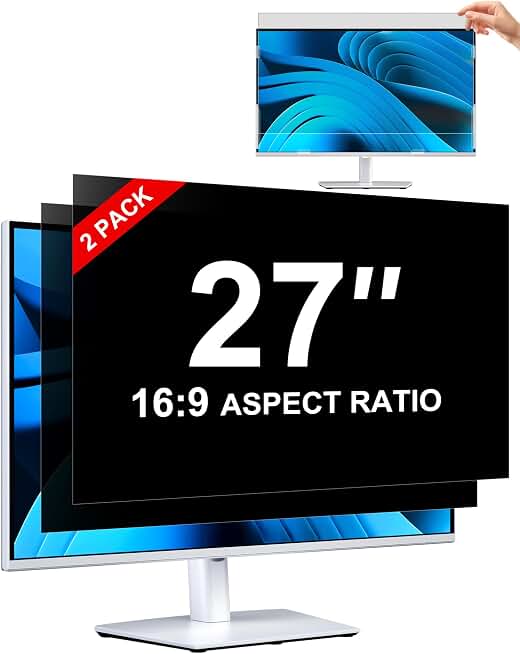 ZOEGAA Computer Privacy Screen Protector 27 Inch 16:9 Aspect Ratio. | 2 Install Ways; Anti Bule Light/Glare; Compatible With HP Dell Lenovo Samsung Thinkpad
