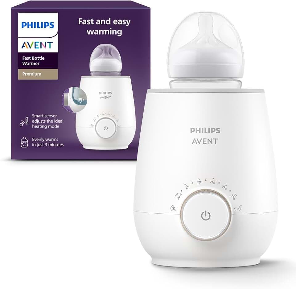 Philips Avent Premium Fast Bottle Warmer with Smart Temperature Control | Milk Warming In As Few As 3 Minutes, Middle-of-the-Night Feeds, Smart Temperature Control, Automatic Shut-Off, Progress Light