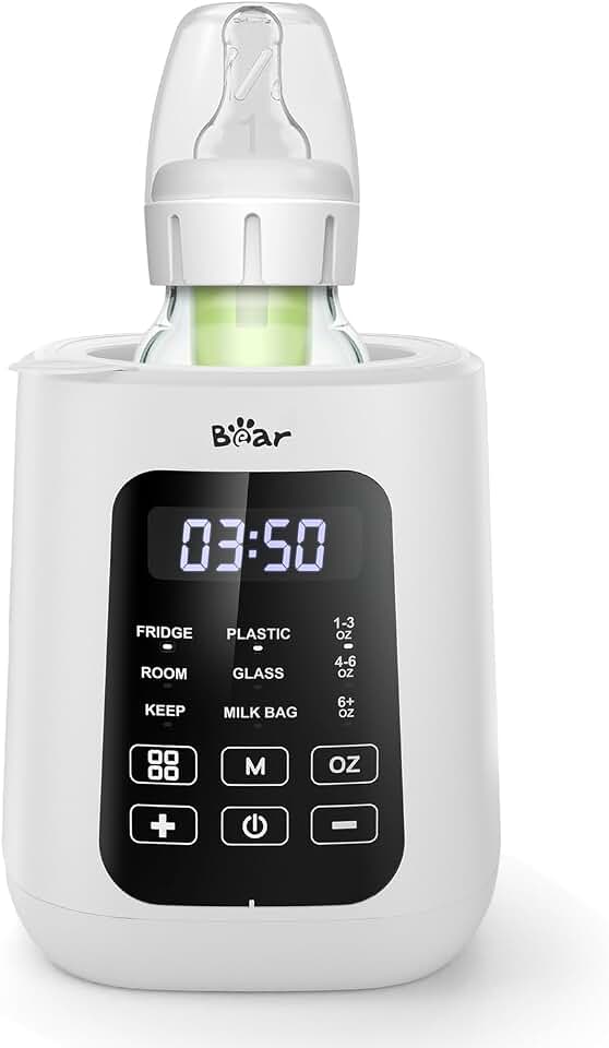 Bear Baby Bottle Warmer, Fast Warming Breast Milk Formula, White | Newborn Essentials, Time Temp Control, Automatic Shut Off, at Home Use, Water Bath Heating, Compatible with Baby Bottles Recycled Claim Standard Blended