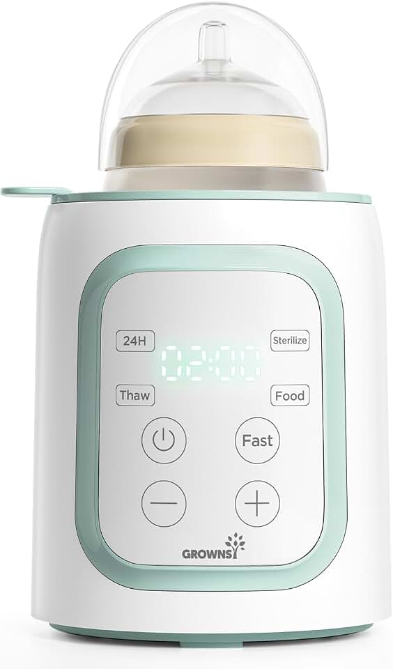 Grownsy 8-in-1 OG Fast Bottle Warmer with Timer, Green | Fast &amp; Even Heating, Nutri-Preserve, Safe Material, Precise Temp, Easy Operation, Multi-Use Bottle Warmer for All Feed Stages Global Recycled Standard