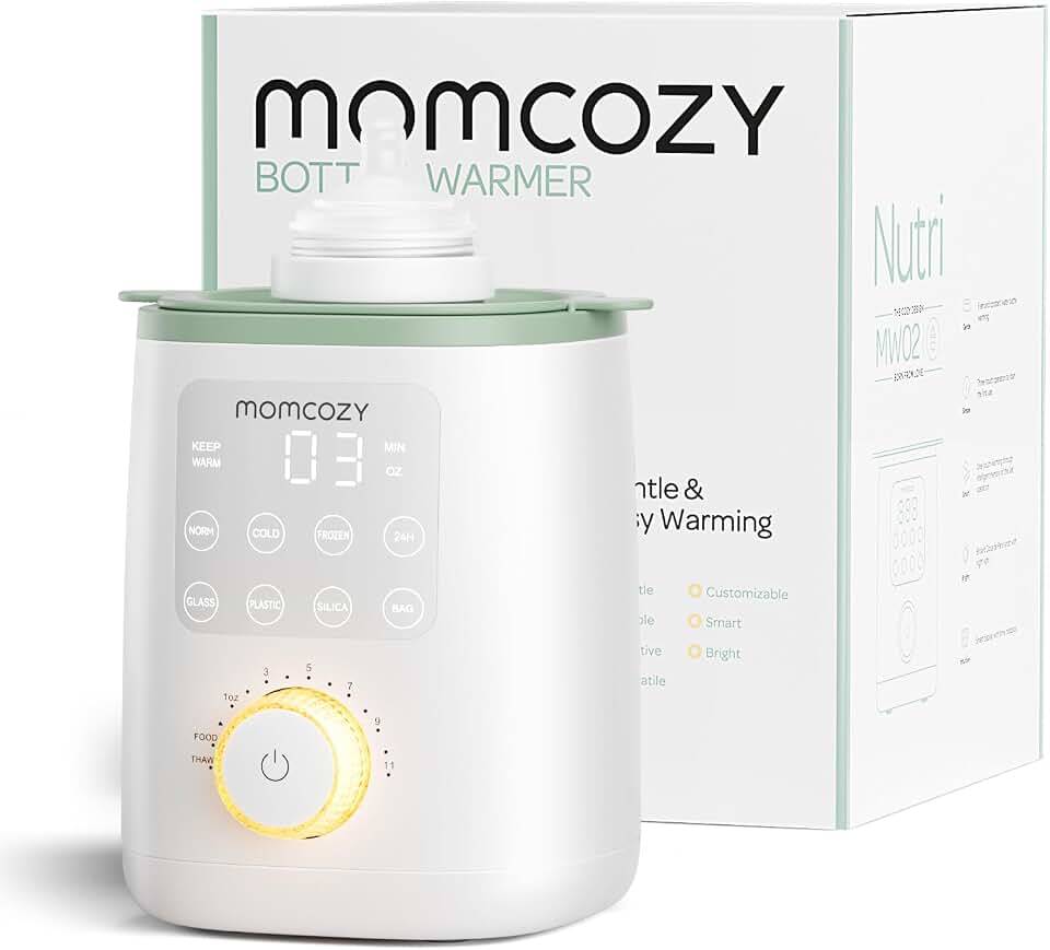 Momcozy Baby Bottle Warmer for Breast Milk, Fullest Nutrients Preserved | Fast &amp; Even Heat, Night Light for Nighttime Breastfeeding, One-Touch Easy Use, Newborn Essentials Supplies Gift for Mom