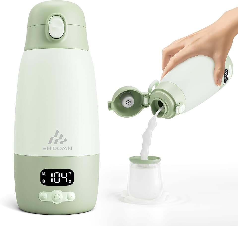 Portable Bottle Warmer for Travel,Fast Heating &amp; Milk Warmer On The Go | 4000mAh Battery, 2-Min Fast Heating, 89–212°F Temperature Control, 17.8oz Capacity, Type-C Charging and Constant Warm Mode