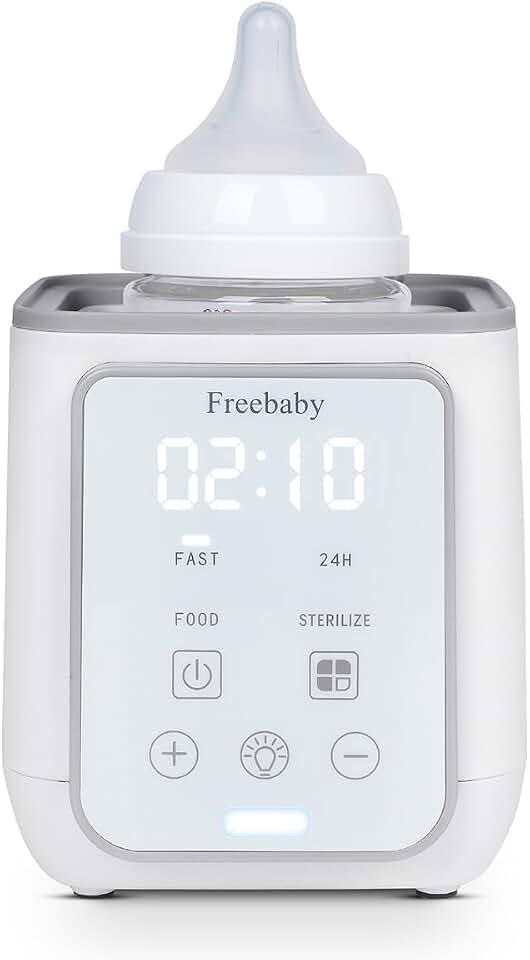Freebaby Bottle Warmer,Fast Baby Bottle Warmer for Breast Milk &amp; Formula, Accurate Temperature Control,Milk Warmer for All Bottles, Easy to use,24H Keep, Thawing, Sterilizing &amp; Food Heating（Gray）