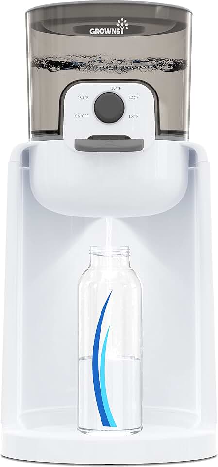 Grownsy Instant Baby Bottle Warmer with Night Light, Precise 4-Temp Control | Warm Water Ready in Seconds, Formula Preparation Made Easy, 72H Smart Thermostat, Detachable Tank, Midnight Feeding Essential Global Recycled Standard