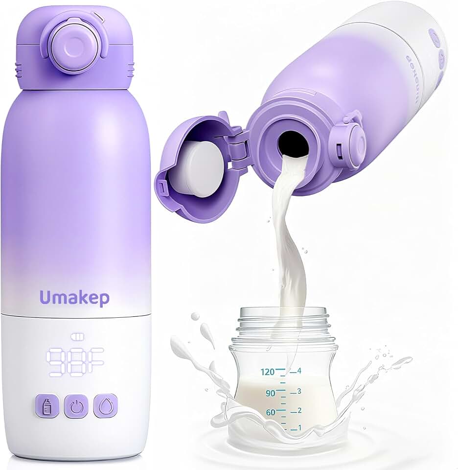 Portable Bottle Warmer for Travel,12oz Cordless Milk Warmer for Baby | Dual Heating Modes For Breast Milk And Water, With Fast Heating Smart Temperature Control For Car, Outdoor, And Night Feeding