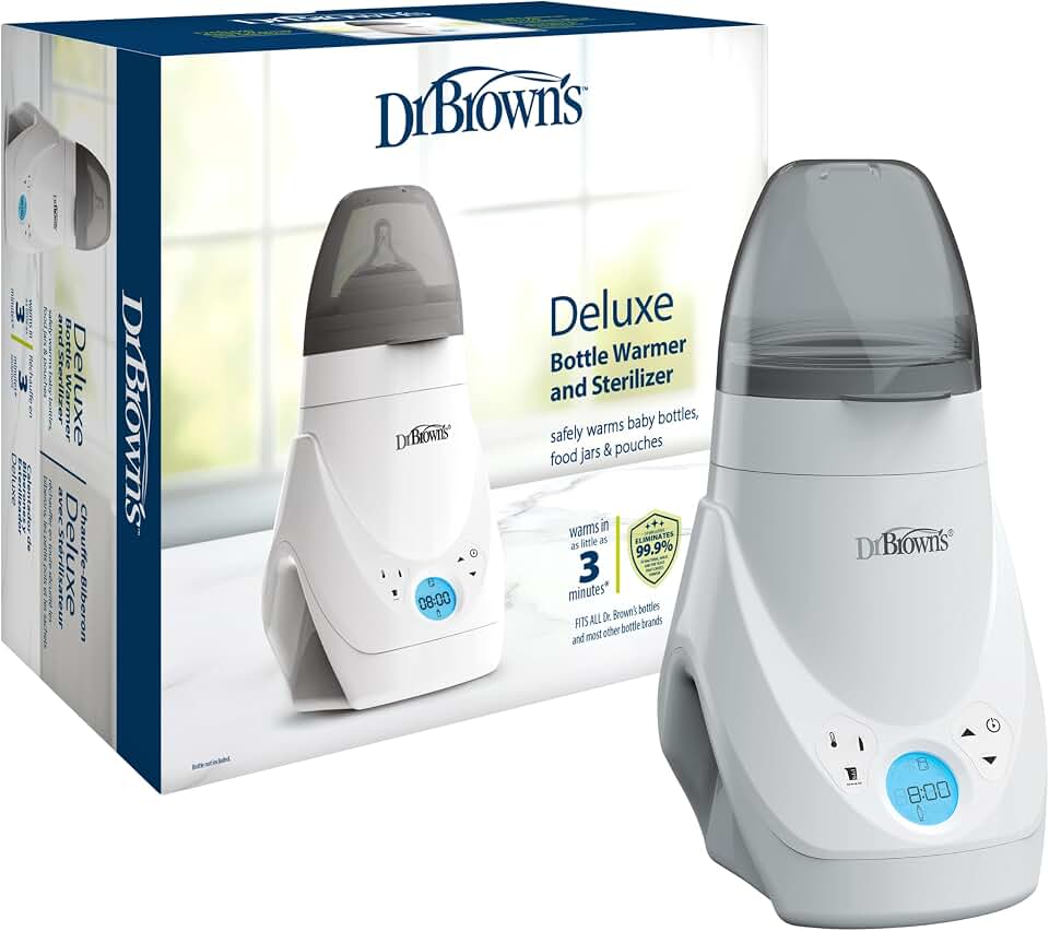 Dr. Brown's Deluxe Baby Bottle Warmer and Sterilizer | Warm Formula, Breast Milk, and Baby Food Jars + Sterilizer Function (Packaging May Vary)