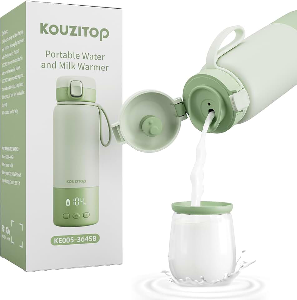 Portable Bottle Warmer for Travel, 2-Min Fast Heating Baby Bottle Warmer On The Go, 12.2 Ounces Portable Milk Warmer for Baby, Travel Bottle Warmer On the Go with Long-Lasting Keep Warm Function