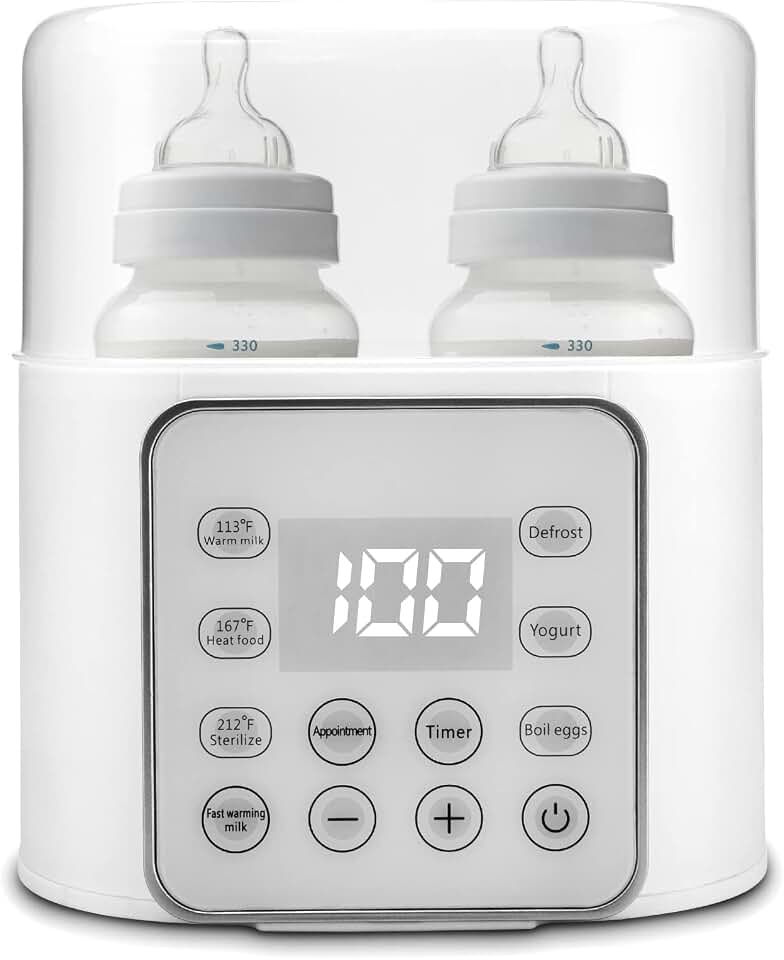 Baby Bottle Warmer 9-in-1 Multifuntion Breast Milk Warmer, Fast Baby Food Heater and Defrost Warmer with Timer for Twins, LCD Display Accurate Temperature Adjustment, 24H Constant Mode