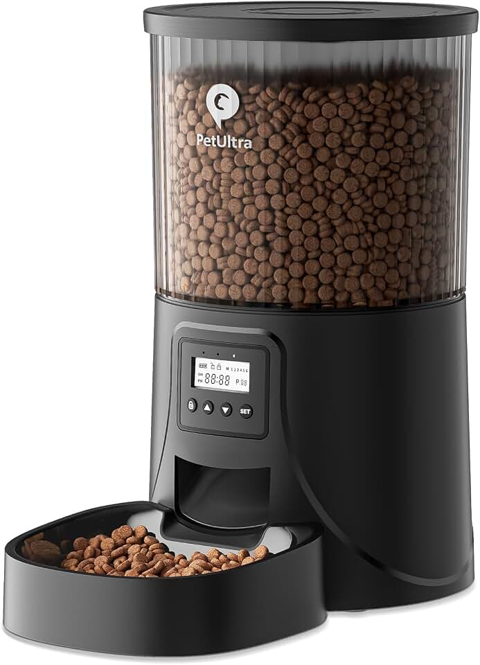 PETULTRA Automatic Cat Feeder: 4L Timed Cats Food Dispenser Programmable | Easy to Set, Dual Power, Precise Portion, Auto Pet Feeder with Desiccant Bag, Detachable Washable for Cats and Small Dog