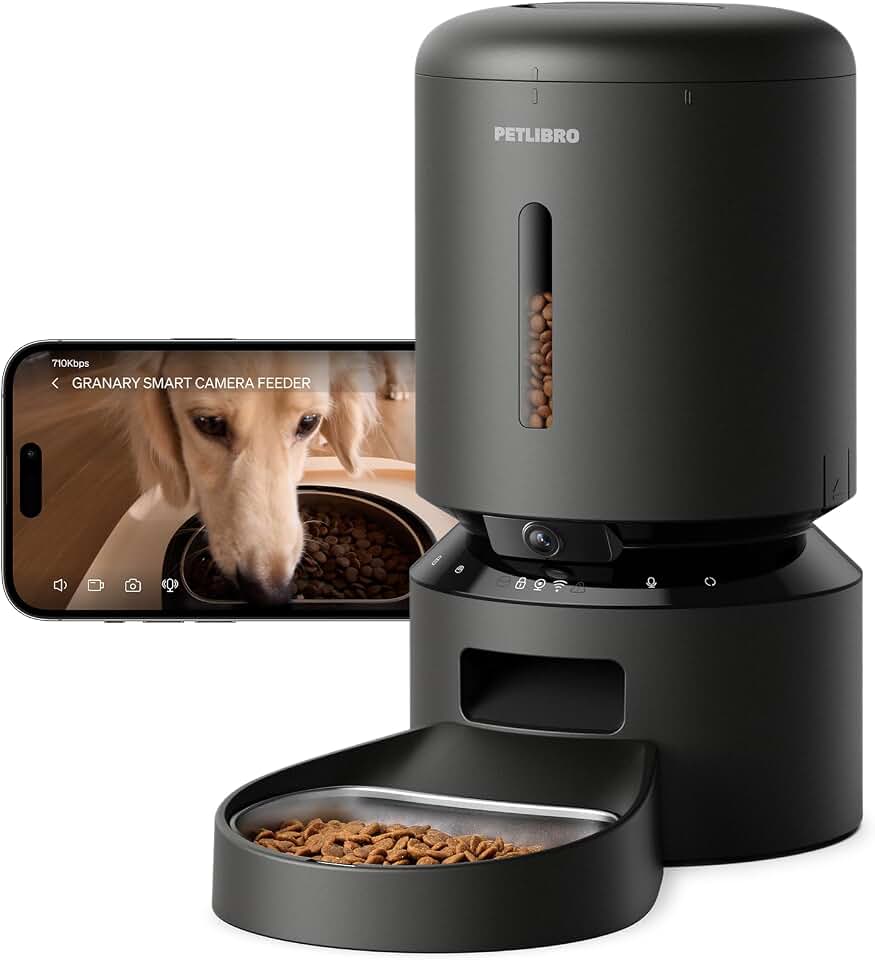 PETLIBRO Automatic Cat Feeder with Camera, 1080P HD Video with Night Vision, 5G WiFi Pet Feeder with 2-Way Audio, Low Food &amp; Blockage Sensor, Motion &amp; Sound Alerts for Cat &amp; Dog Single Tray