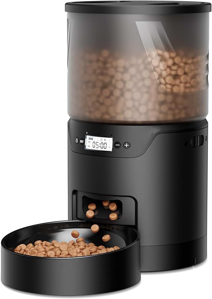IMIPAW PET Automatic Cat Feeder: 3L Auto Food Dispenser with Timed Feeding| 6 Meal Programmable&amp; 1-20 Portion Precise Control- Easy to Clean &amp; Setup for Cat Indoor| Desiccant Bag Keep Food Fresh