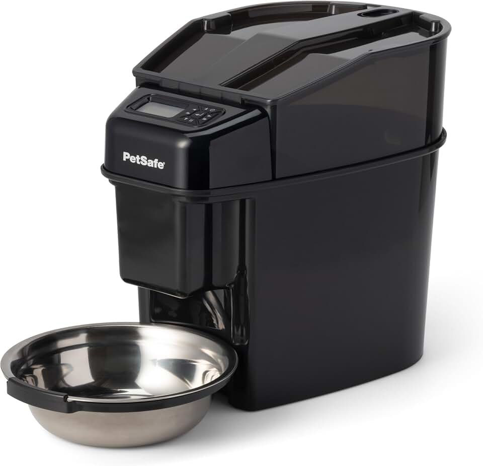 PetSafe Healthy Pet Simply Feed Auto Feeder, Programmable, Holds 24 Cups | Schedules up to 12 Meals/Day, Portions 1/8 to 4 Cups, Slow Release for Fast Eaters, Holds 24 Cups, Battery Operated.