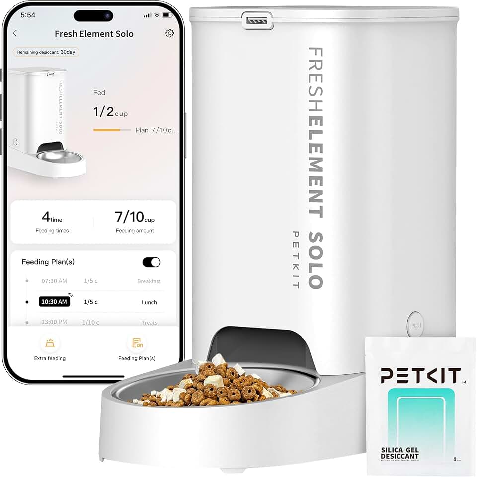 PETKIT Automatic Cat Feeder, 2.4G WiFi Automatic Dog Feeder, App Control Pet Food Dispenser with Triple Fresh-Lock System, Schedule Feeding, Food Shortage Alert, Dual Power-Charge&amp;Battery,3L Capacity