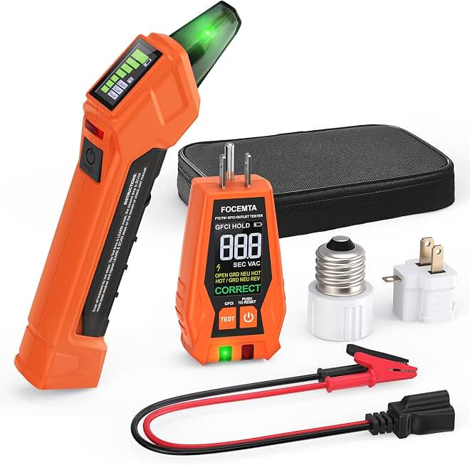 Circuit Breaker Finder Kit with GFCI Outlet Tester for 90-135V AC Circuits,includes Light Socket Adapter, 3-2 Prong Grounding Adapter &amp; Clip adapter,Portable Electrical Tool with Carrying Case