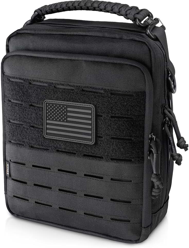 WYNEX Tactical Molle Admin Pouch, Molle Pouches of Double Layer Design | Utility EDC Pouch Organizer, Modular Tool Pouch, Medical EMT Attachment Bag,Large Capacity, Elastic Webbing Insert Panel