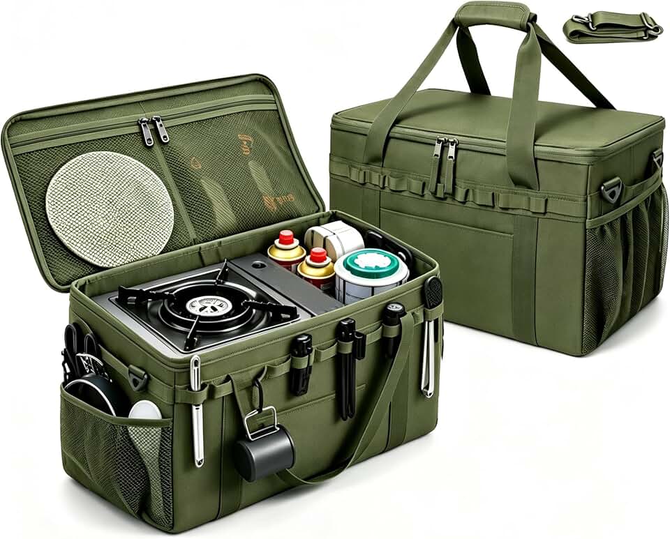 40L Waterproof 600D Camping Storage Bag Modular Organizer Outdoor Gear Kitchen Carry Case | 40L Large Capacity with Removable Dividers – Custom layout for camping cookware, tools &amp; daily outdoor supplies