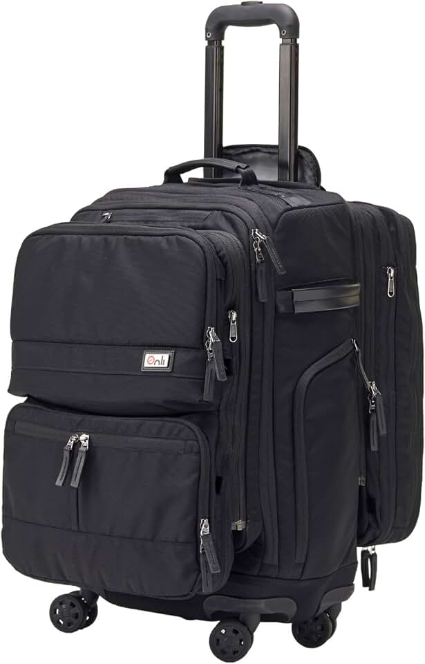 Trilogy Modular System I Modular 4-wheel spinner carry-on, with two zip-off bags! All 3 are Expandable! You get 3 bags in 1! Mix and match; take apart to fit crowded airplane spaces (Black)