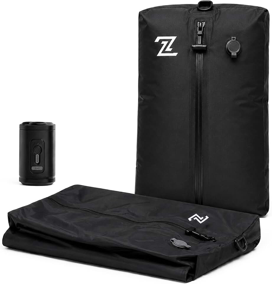Travel Vacuum Compression Bag Set with Cordless Electric Pump - 2 Heavy Duty Ripstop Nylon Space Saver Bags - USB Rechargeable Mini Vacuum Sealer for Carry-on Luggage &amp; Packing