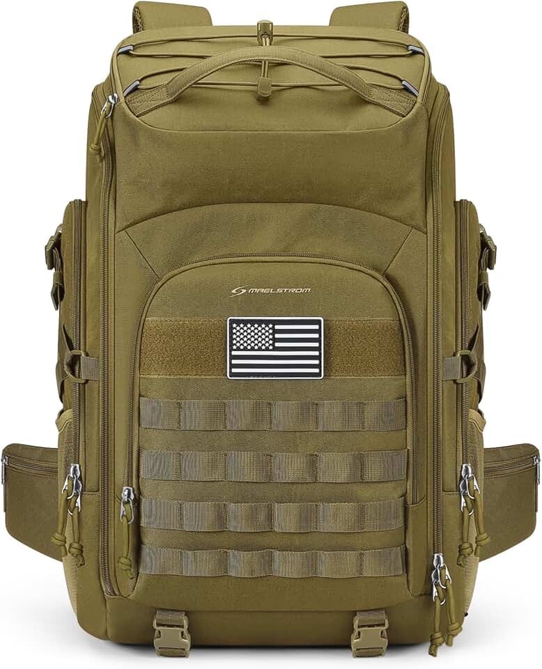 Maelstrom Tactical Backpack for Men, Water Resistant 40L Military Bag | Molle System, 900d Polyester, Laptop Pocket, Load Compression, Tripod Straps, For Hunting, Travel, Hiking,Gym, Camping