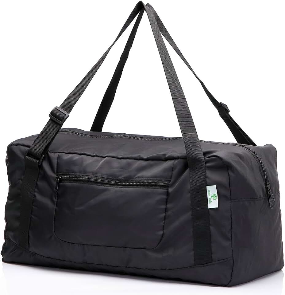 HOLYLUCK Foldable Travel Duffel Bag Luggage for Gym - black | foldable sport gym bag