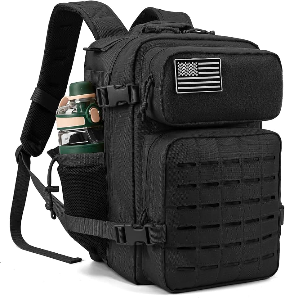 QT&amp;QY 25L/45L Military Tactical Backpack For Men Molle Daypack 3 Day Bug Out Bag Hiking Rucksack With Bottle Holder