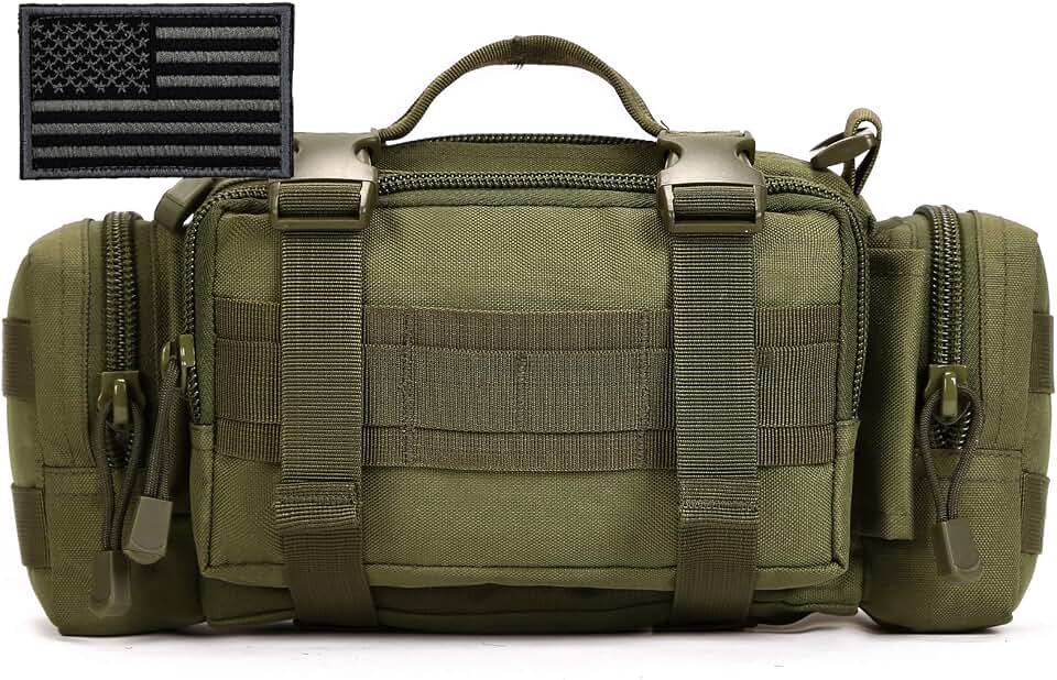 Tactical Fanny Pack Military Assault Waist Bag Hip Belt MOLLE Sling Army Lumbar Gear Pouch EDC Camera Handlebar Range Bags (Patch Included)