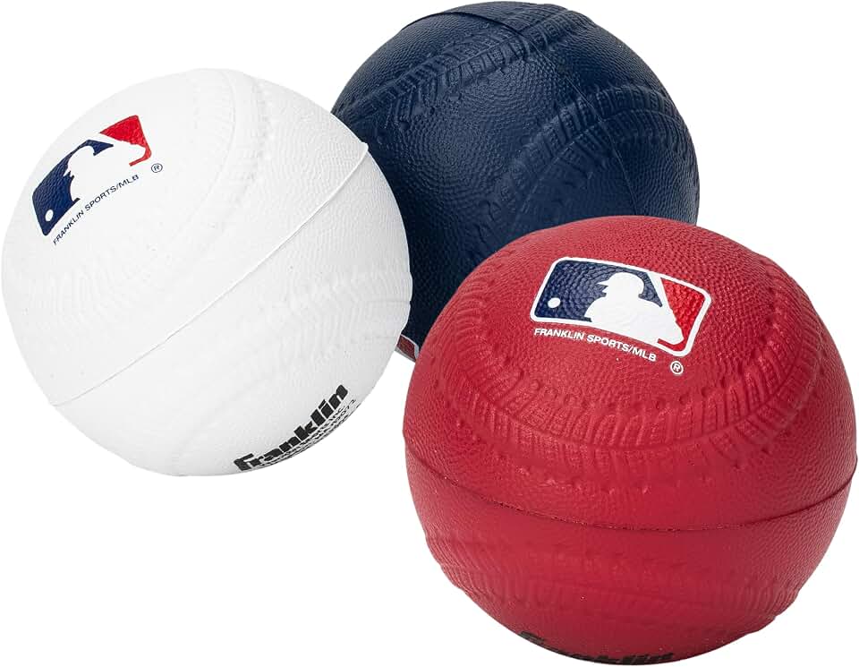 Franklin Sports Foam Baseballs - Soft Foam Practice Baseballs for Kids - Ideal for Hitting and Indoor or Outdoor Play - 3 Pack - Official MLB Licensed Product