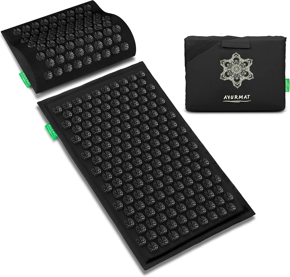 Acupressure Mat and Pillow Set - Full Body Acupuncture Mat | Premium Eco-Friendly Linen and Coconut Fiber Mat. Ideal for Full Body Pain Relief, Stress Reduction &amp; Muscle Relaxation