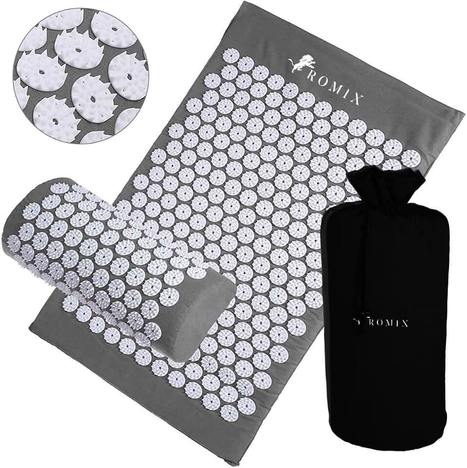 ROMIX Acupressure Mat And Pillow Set, Back Neck And Shoulder Pain Relief | Stress Reduction, Muscle Relaxation, Wellness Therapy, Carry Bag, For Men And Women, Home Use, Acupuncture Mat Set