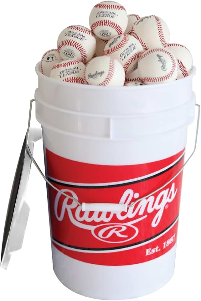 Rawlings | Official League Competition Grade Baseballs | ROLB1X | Game/Practice Use | Youth/14U | Bucket | 24 Pack