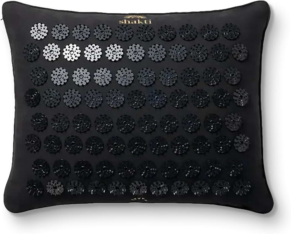 ShaktiMat Acupressure Pillow, Neck &amp; Shoulder Relief, Premium Level 2 Black | Relaxation, Massage Muscles, Aid Sleep, Unlock Inner Tension, Similar to Acupuncture, Made with Organic Cotton &amp; ABS spikes Global Organic Textile Standard