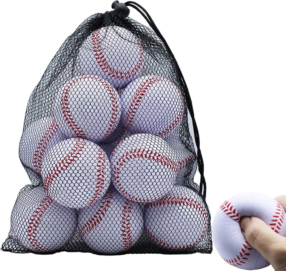 Magicorange Foam Baseballs,12/24 Ball Pack Practice Training Baseballs | With a Mesh Bag for Easy Transport,Unmarked Practice Baseball for Hitting, Soft Toss, Batting, Fielding,Pitching Global Standard