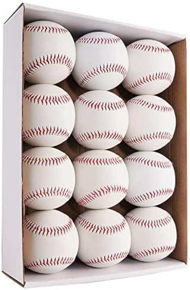 Official Size Practice Training Baseballs 12 Ball Pack Blank Baseball Sports Youth/Adult for League Play, Pitching, Batting, Fielding, Autograph, Gifts(One Dozen)