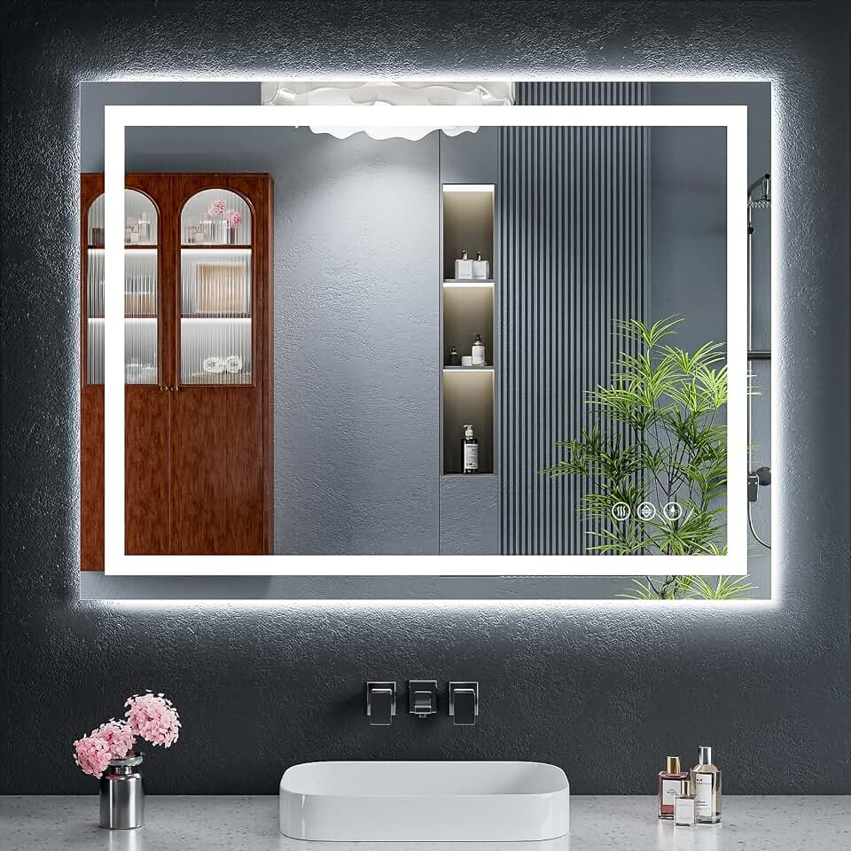 40"x30" LED Bathroom Mirror with Lights, Backlit+Frontlit, Anti-Fog | CRI 95, Stepless Dimmable, 3 Colors Lighting, Shatterproof Tempered Glass, HD Reflection, Memory, (Horizontal/Vertical)