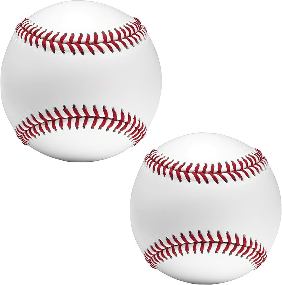 2 Pack Blank Baseballs Solid Cork Core, 9 Inch Baseball Balls Unmarked Autographs Baseball for League Play, Pitching, Hitting, Batting, Fielding, Autograph, Presents